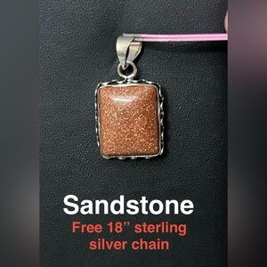 Sandstone Pendant Necklace in Sterling Silver